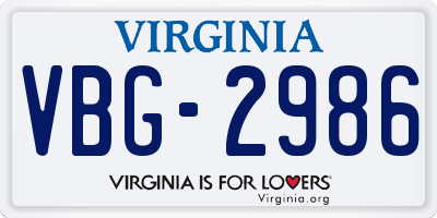 VA license plate VBG2986