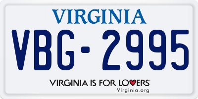 VA license plate VBG2995