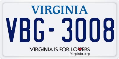 VA license plate VBG3008
