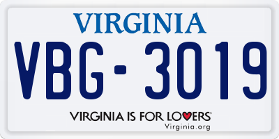 VA license plate VBG3019