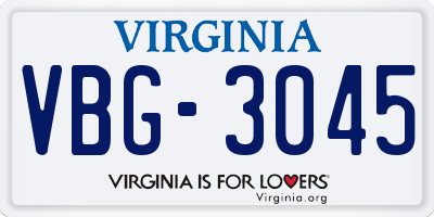 VA license plate VBG3045