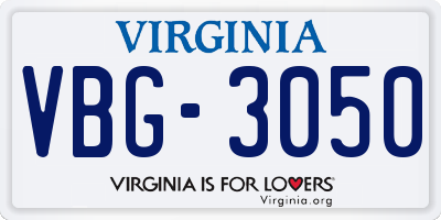 VA license plate VBG3050