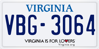VA license plate VBG3064