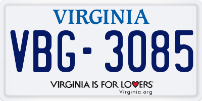 VA license plate VBG3085