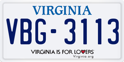 VA license plate VBG3113