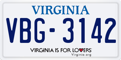 VA license plate VBG3142