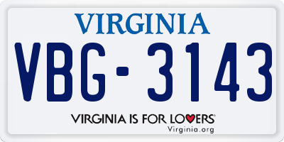 VA license plate VBG3143