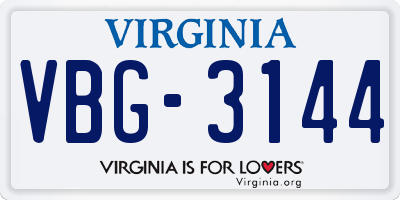 VA license plate VBG3144