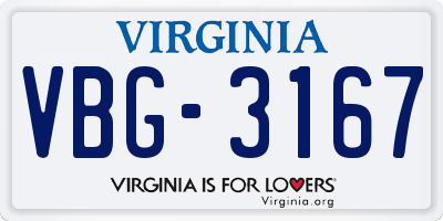 VA license plate VBG3167