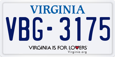 VA license plate VBG3175