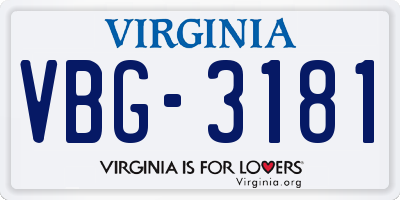 VA license plate VBG3181