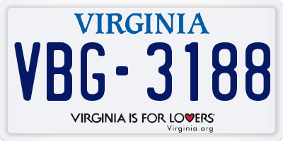 VA license plate VBG3188
