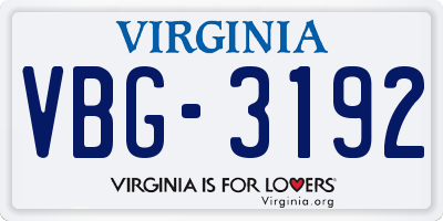 VA license plate VBG3192