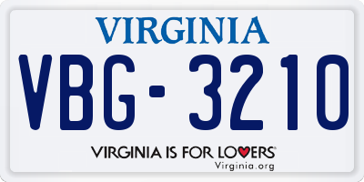 VA license plate VBG3210