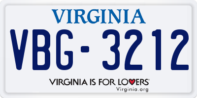 VA license plate VBG3212