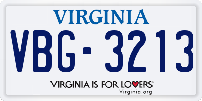 VA license plate VBG3213