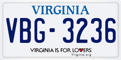 VA license plate VBG3236