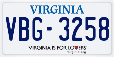 VA license plate VBG3258