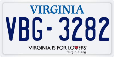 VA license plate VBG3282