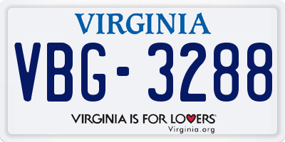 VA license plate VBG3288