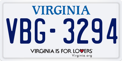 VA license plate VBG3294