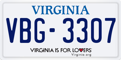 VA license plate VBG3307