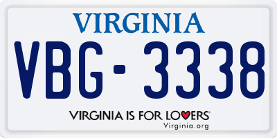 VA license plate VBG3338