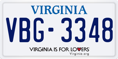 VA license plate VBG3348
