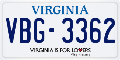 VA license plate VBG3362