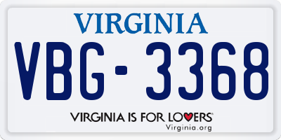 VA license plate VBG3368