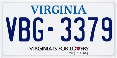 VA license plate VBG3379