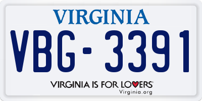 VA license plate VBG3391