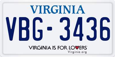 VA license plate VBG3436
