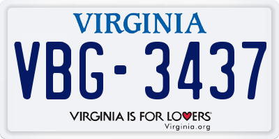 VA license plate VBG3437
