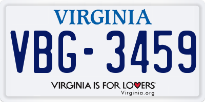 VA license plate VBG3459