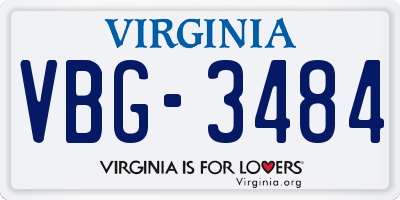 VA license plate VBG3484