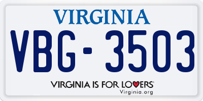 VA license plate VBG3503