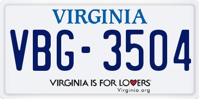 VA license plate VBG3504