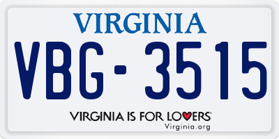 VA license plate VBG3515