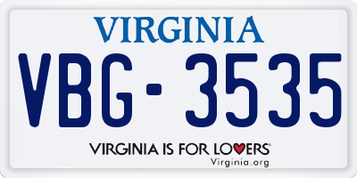 VA license plate VBG3535
