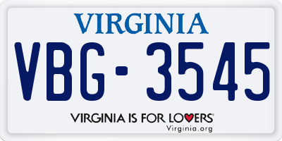 VA license plate VBG3545
