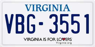 VA license plate VBG3551