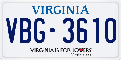 VA license plate VBG3610