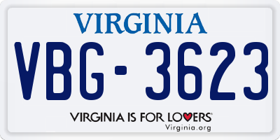 VA license plate VBG3623