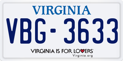 VA license plate VBG3633