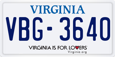 VA license plate VBG3640
