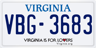 VA license plate VBG3683