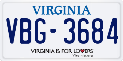 VA license plate VBG3684