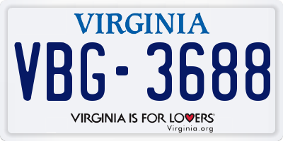 VA license plate VBG3688