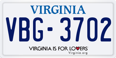 VA license plate VBG3702